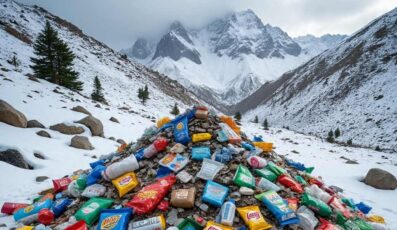 Human generated trash in Himalayas